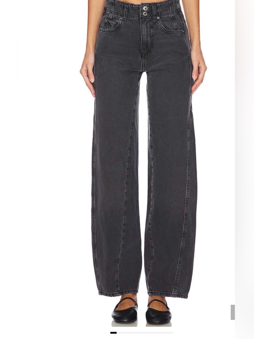 Free People/ We The Free Aster High-Rise Straight Jeans Charcoal Black Size 32
